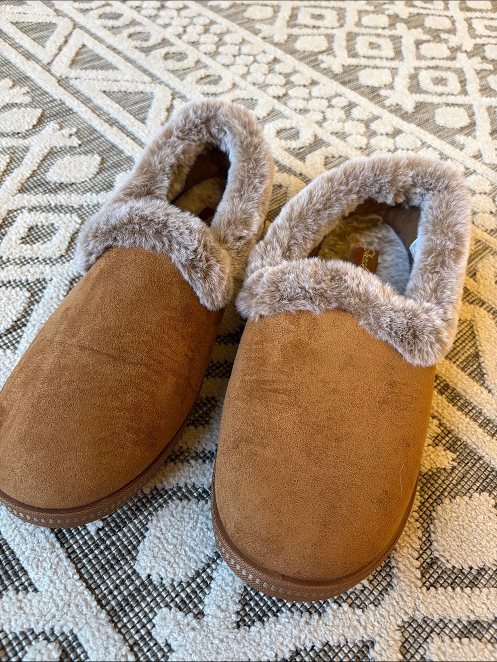 Skechers Chestnut Brown Faux-Suede Cozy Slip-On Slippers